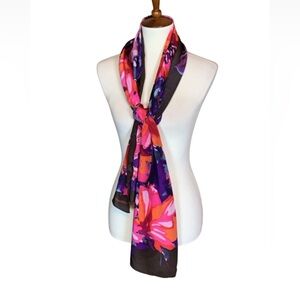 Cynthia Rowley watercolor floral print oblong silk scarf
